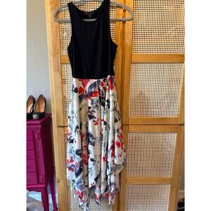 Sanctuary Black Floral Watercolor Handkerchief Hem Maxi Dress Size XS NWT